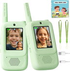 Walkie Talkies de video para niños, paquete de 2 intercomunicadores de video recargables de mano para niños, juguetes para interiores y exteriores, para juegos familiares, exteriores, campamento