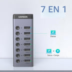 UGREEN, 90305, hub USB 3.0 de 7 puertos, adaptador 12V/2A
