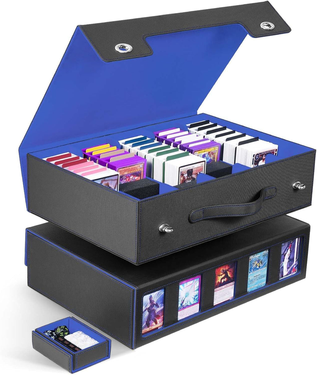 ZLCA Tarjetero/caja de almacenamiento para cartas de 5 filas con asa, caja de almacenamiento MTG