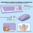 Combo de teclado y mouse inalámbricos, teclado silencioso de tamaño...