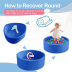 Piscina de bolas de espuma de 35.4 x 11.8 pulgadas para niños pequeños, pelotas redondas para bebés de 1 a 3 años, pelotas de juego para niños y niñas, pelotas no incluidas, azul