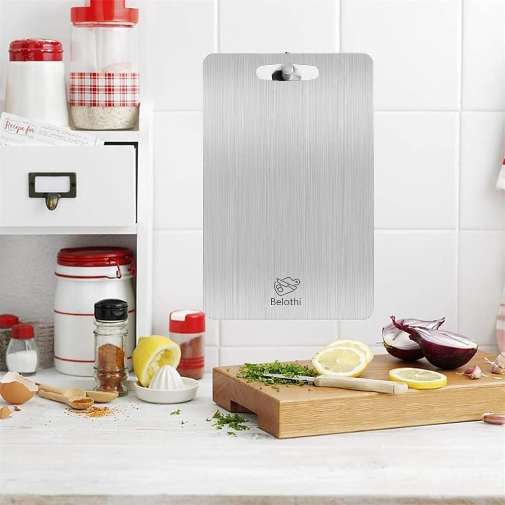 Juego de 3 tablas de cortar de acero inoxidable, tablas de cortar no tóxicas para cocina