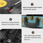 Tocadiscos de vinilo de 3 velocidades Bluetooth Maleta portátil accionado por correa, tocadiscos con altavoces, compatible con Bluetooth, salida RCA, entrada auxiliar de 0.138 in y conector para auriculares