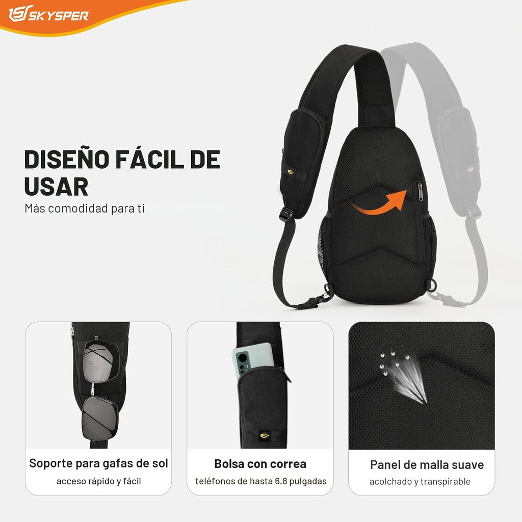 SKYSPER Bolso bandolera RFID Bolsa cruzada Mochila cruzada reciclada Mochila de viaje
