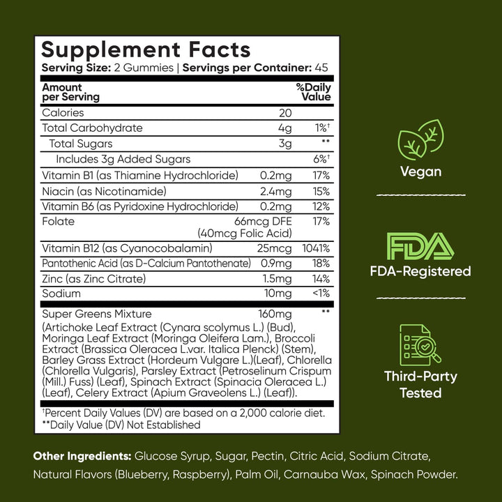 WeightWorld Super Greens Gummies - Energía, inmunidad, salud intest...
