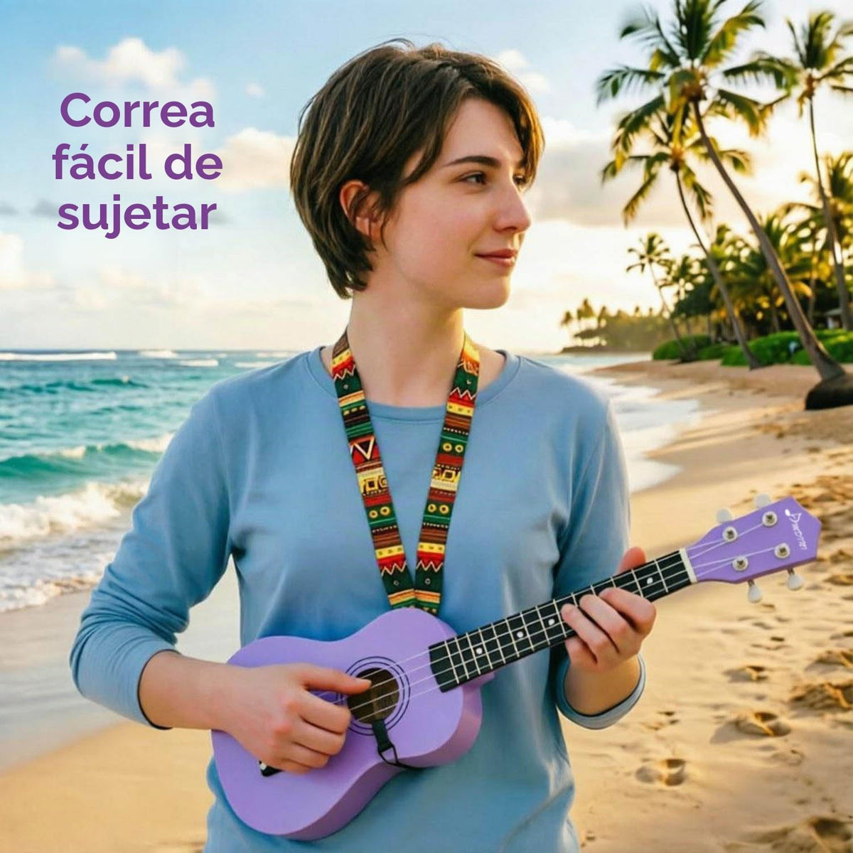 Ukelele Soprano para Niños 21 Pulgadas Madera Hawaiana Kit para Principiantes