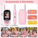 Walkie Talkies de video para niños, paquete de 2 walkie talkies recargables con cámara y pantalla, radios bidireccionales de largo alcance para acampar en interiores y exteriores, regalos para niñas y