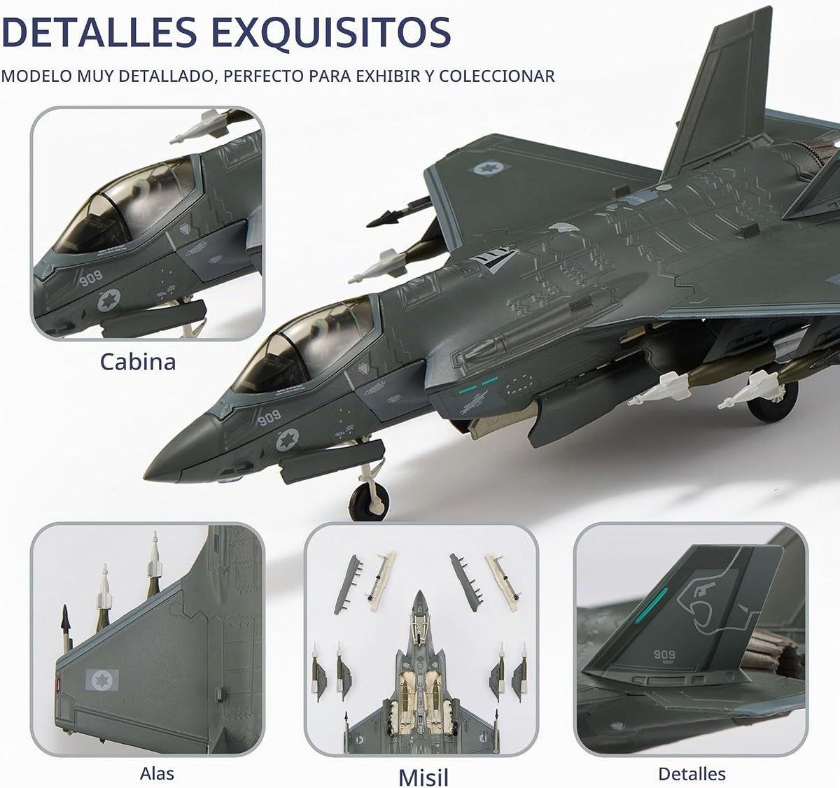F-35I Lightning II Modelo 1/72 – Stealth Fighter Jet Metal Pre-construido Modelo de exhibición con soporte – Regalo coleccionable para fanáticos de la aviación militar