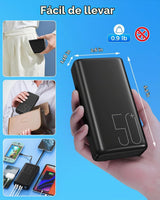 Eliegntist Cargador portátil de 50000 mAh con cables USB-C y Lightn...
