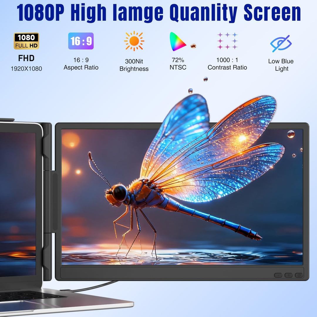 KEFEYA Extensor de pantalla para portátil de 14 pulgadas, FHD 1080P...