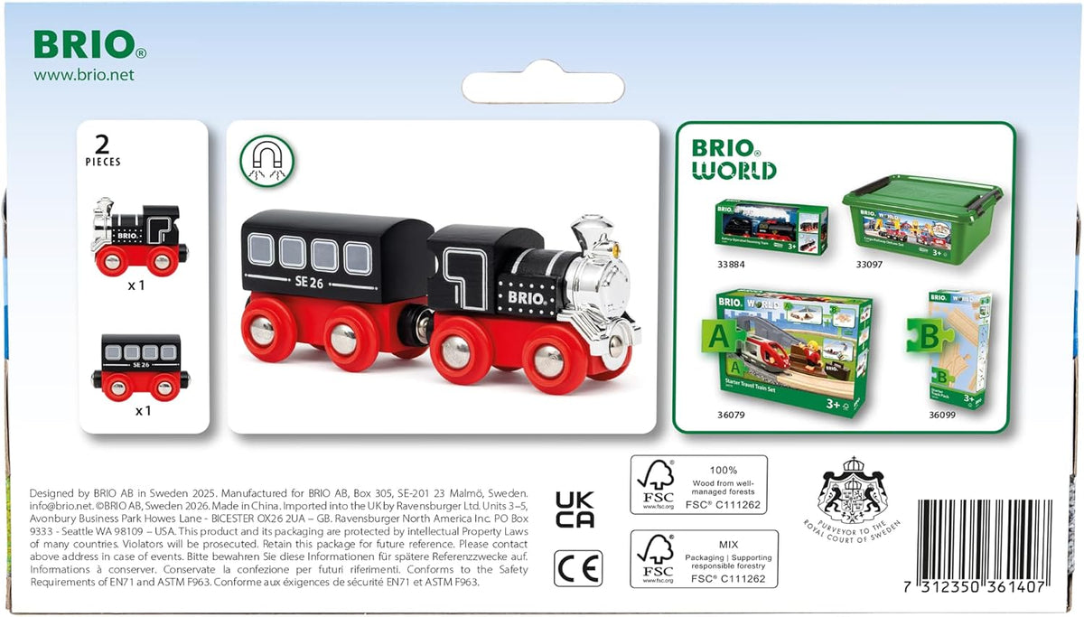 BRIO World Special Edition Train 2026 - Tren de vapor de madera de edición limitada de 2 piezas, diseño coleccionable, funciona con todos los juegos de ferrocarriles del mundo, niños a partir de 3