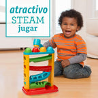 Infantino Bop & Drop Ball Tower - Juguete de actividad con martillo y 4 bolas, 12 meses