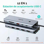 MOKiN Estación de acoplamiento USB C 3 monitores, 3 HDMI 4K@60Hz Hub de