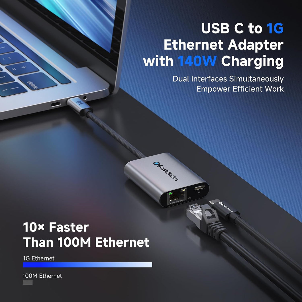 Cable Matters Adaptador USB-C a Ethernet con carga, 1 Gigabit Ethernet