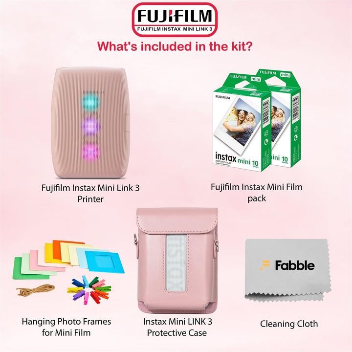 Fujifilm Impresora Instax Mini Link 3 para smartphone, paquete Rosa...