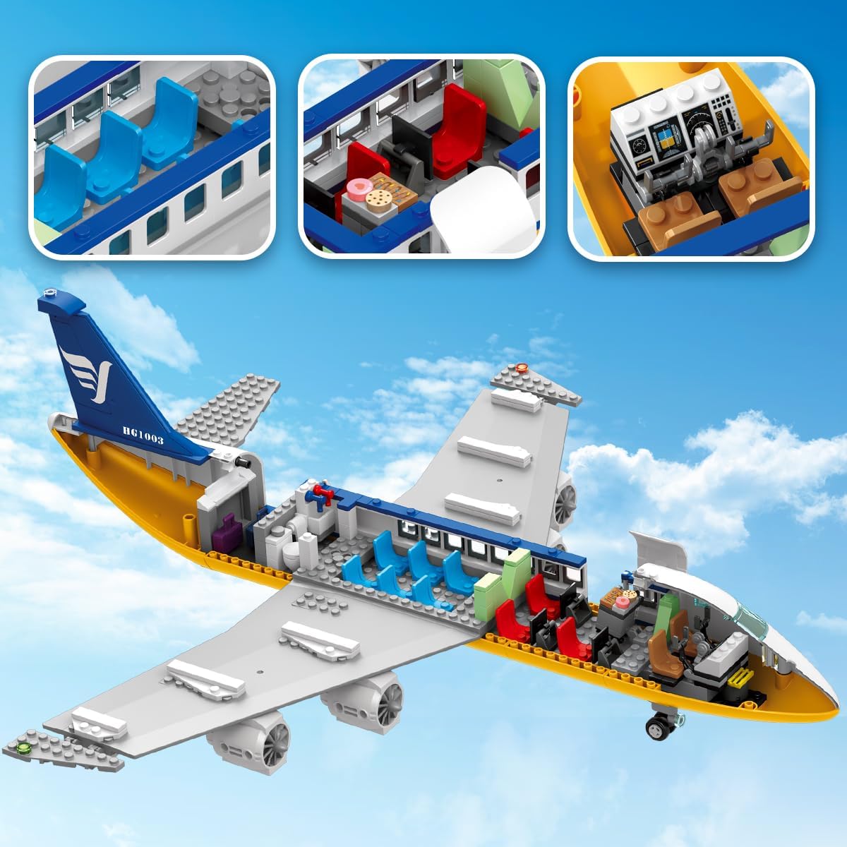 HOGOKIDS Juego de construcción de avión de pasajeros de