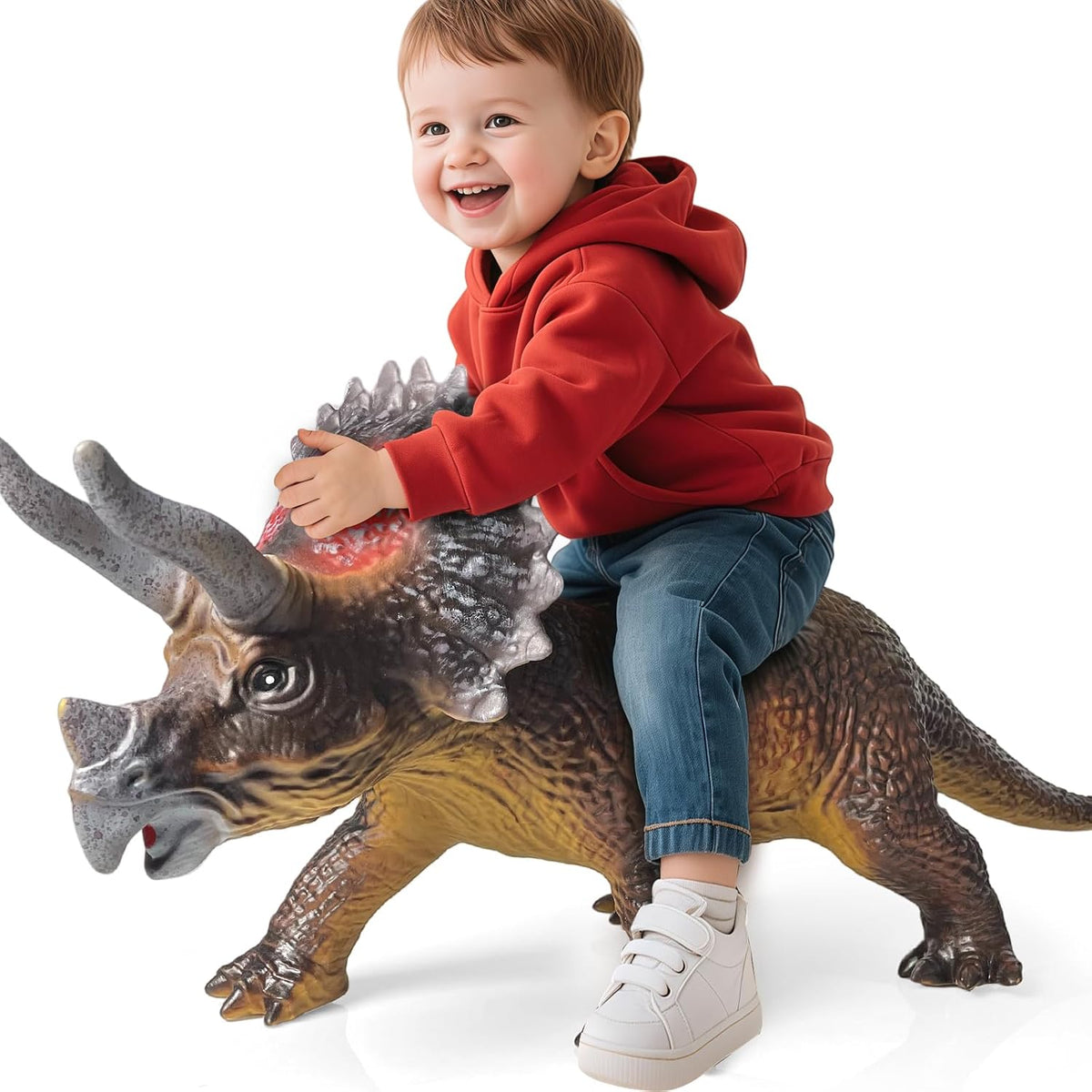 Gzsbaby Dinosaurs King Giant Triceratops - Figura de dinosaurio realista realista de 32 pulgadas, juguetes de dinosaurio jumbo para niños de 3-5 5-7 años, regalos de fiesta perfectos, regalos de cumpleaños