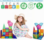 PicassoTiles Bloque de construcción de bloques de construcción de azulejos magnéticos, bloques de azulejos magnéticos, kit de aprendizaje STEM STEAM, juego de construcción de educación temprana,