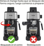 Mr. Coffee máquina al vapor de 4 tazas para preparar café expreso, capuchino y café con leche con jarra de espuma de acero inoxidable