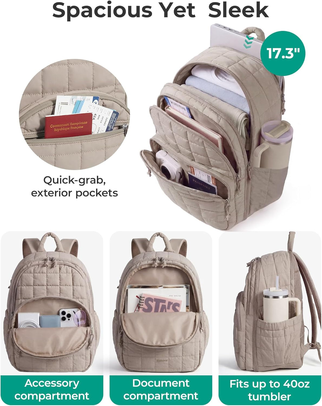 BAGSMART Mochila universitaria para laptop, mochila de viaje para m...