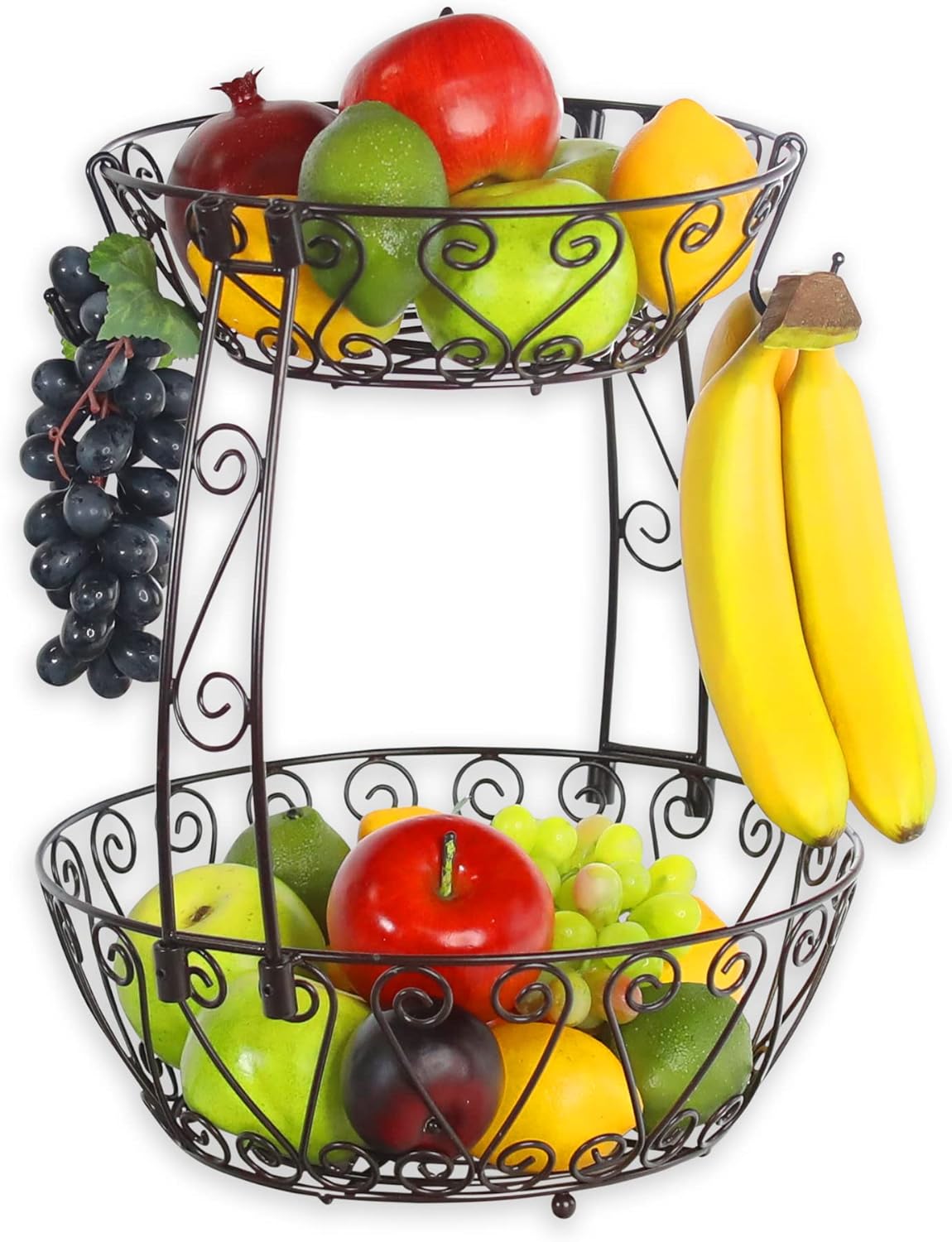 Simple Houseware Cesta de frutas de 2 niveles, color bronce