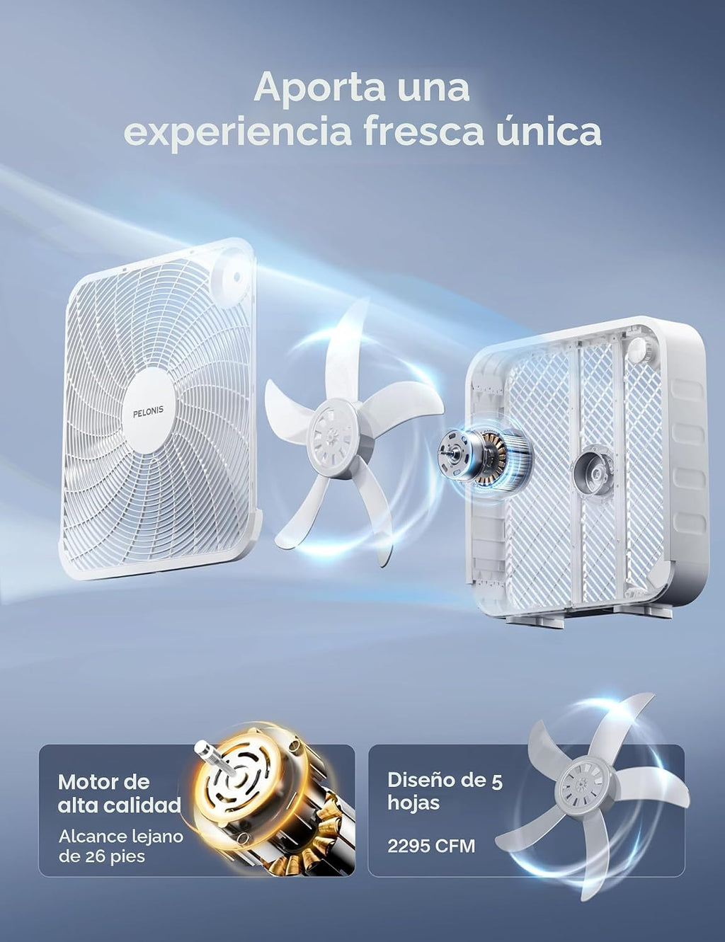 PELONIS Ventilador de caja de 3 velocidades de 20 pulgadas para dor...