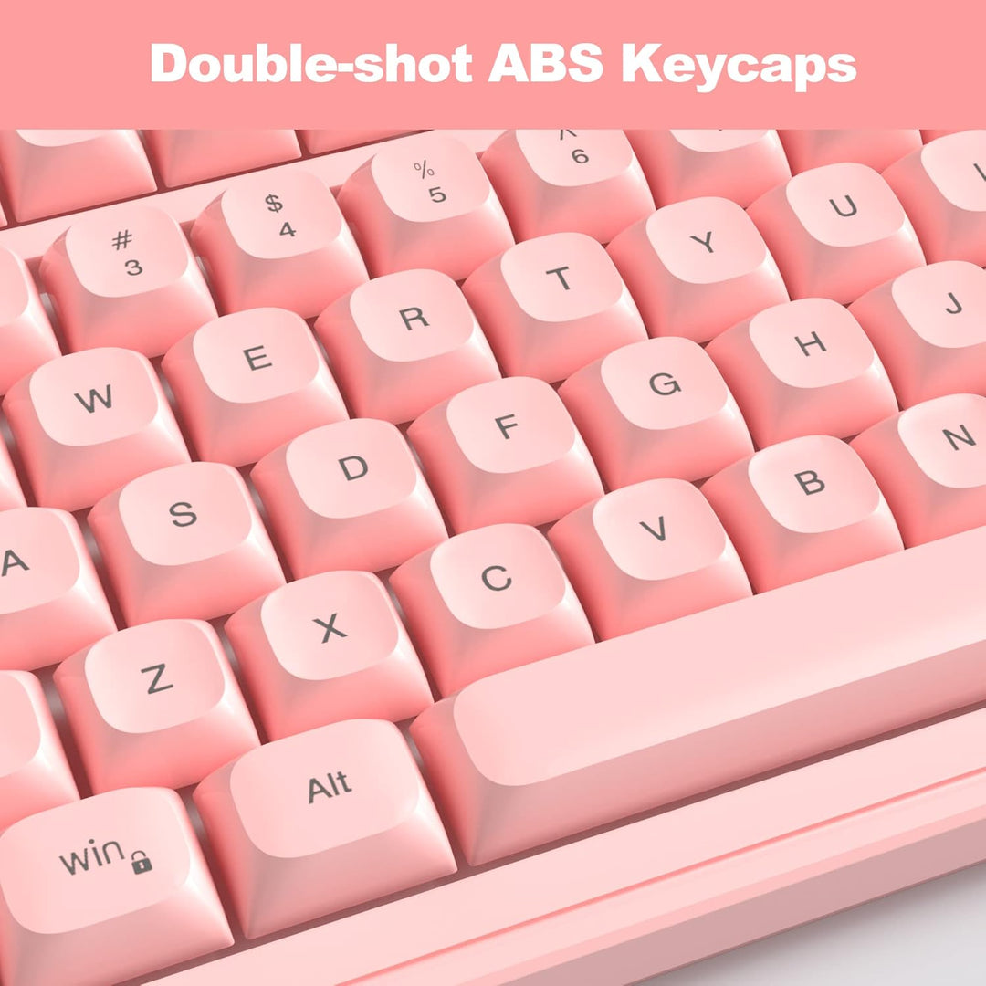 Combo de teclado y ratón rosa cremoso, MageGee GK980 - Teclado rosa...