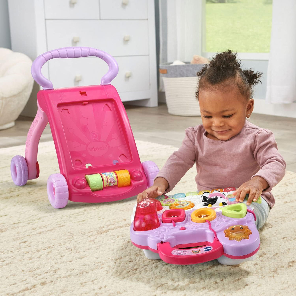 VTech Andador de aprendizaje Sit-to-Stand (embalaje sin frustración), color rosa