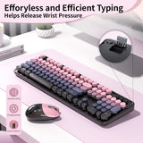 Teclado y mouse inalámbricos, MOFII con teclas redondas retro de 10...