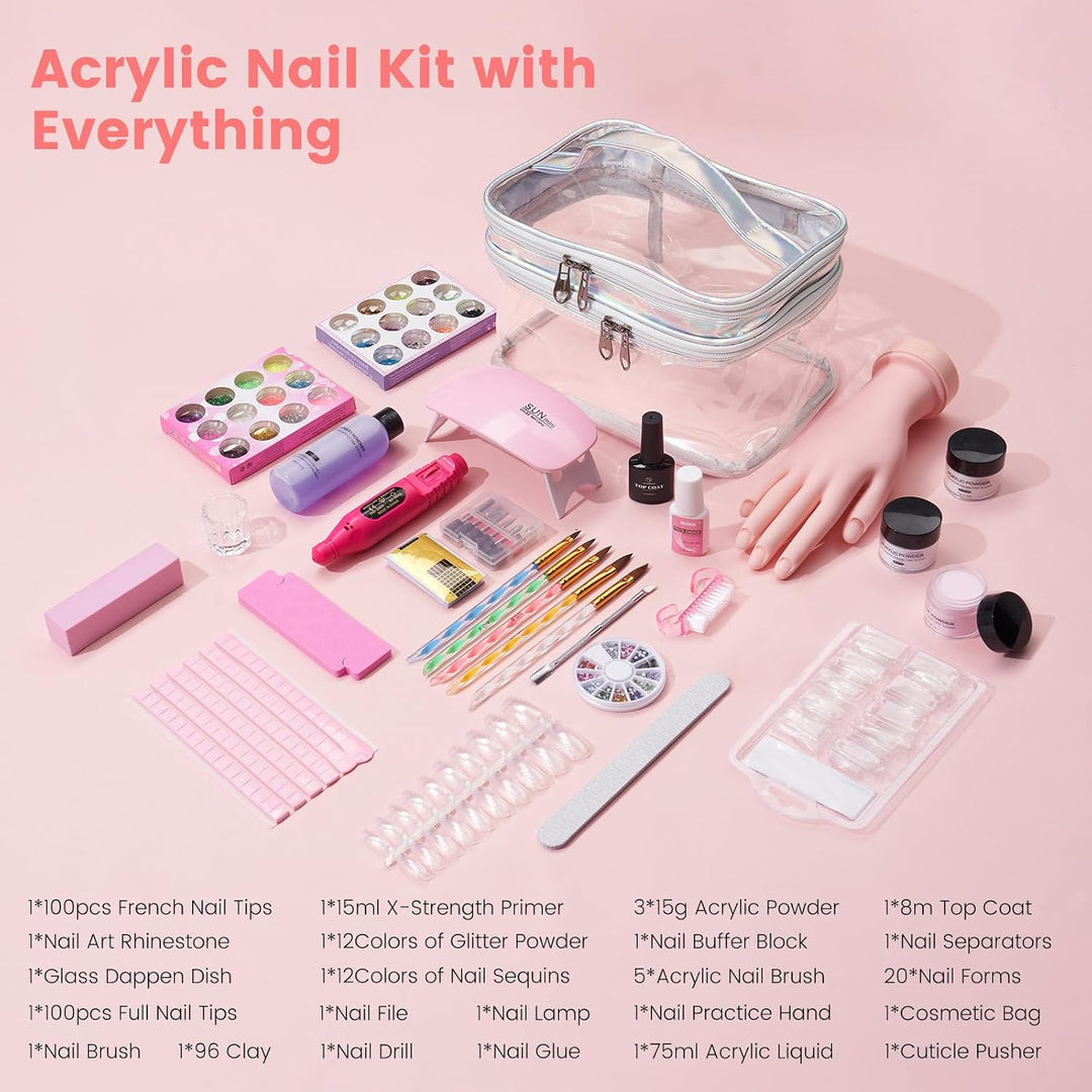Kit de uñas para principiantes con todo: juego profesional de polvo...