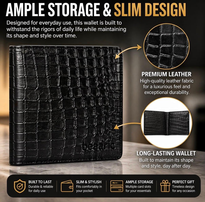 Cartera de cuero para hombre - con bloqueo RFID, delgada y elegante...