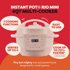 Instant Pot 4QT RIO Mini olla multicocción 7 en 1, olla a presión, cocción lenta, salteado, vapor, arrocera, yogur y calentador, Rosewater, 4 cuartos