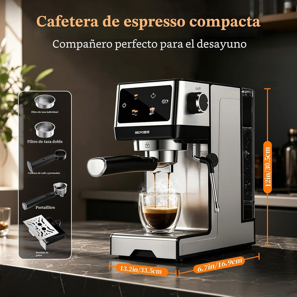 Máquina de café expreso de 20 barras con espumador de leche