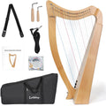 Lotkey Arpa eléctrica de madera de haya de 19 cuerdas, accesorios completos con llave de afinación, bolsa, correa, instrucciones, cable de audio y cuerdas de repuesto, arpa de lira para principiantes y profesionales, regalo ideal