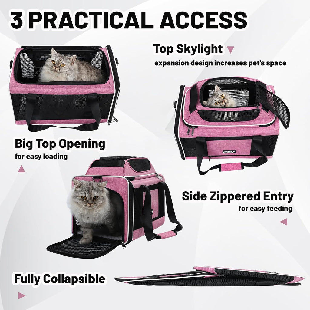 Transportador para gatos extensible superior 18x11x11, aprobado por United Delta American Airlines