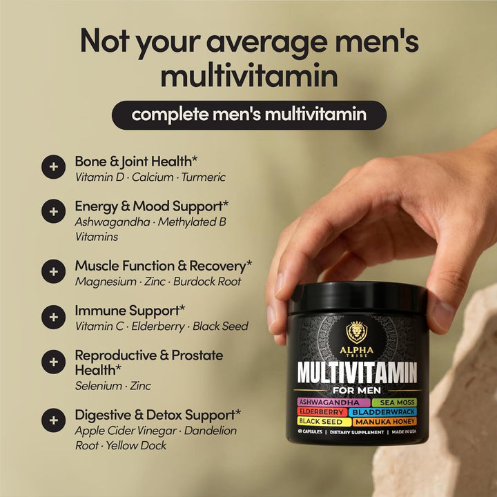 Alpha Tribe Multivitamínico para hombres con musgo marino, aceite d...