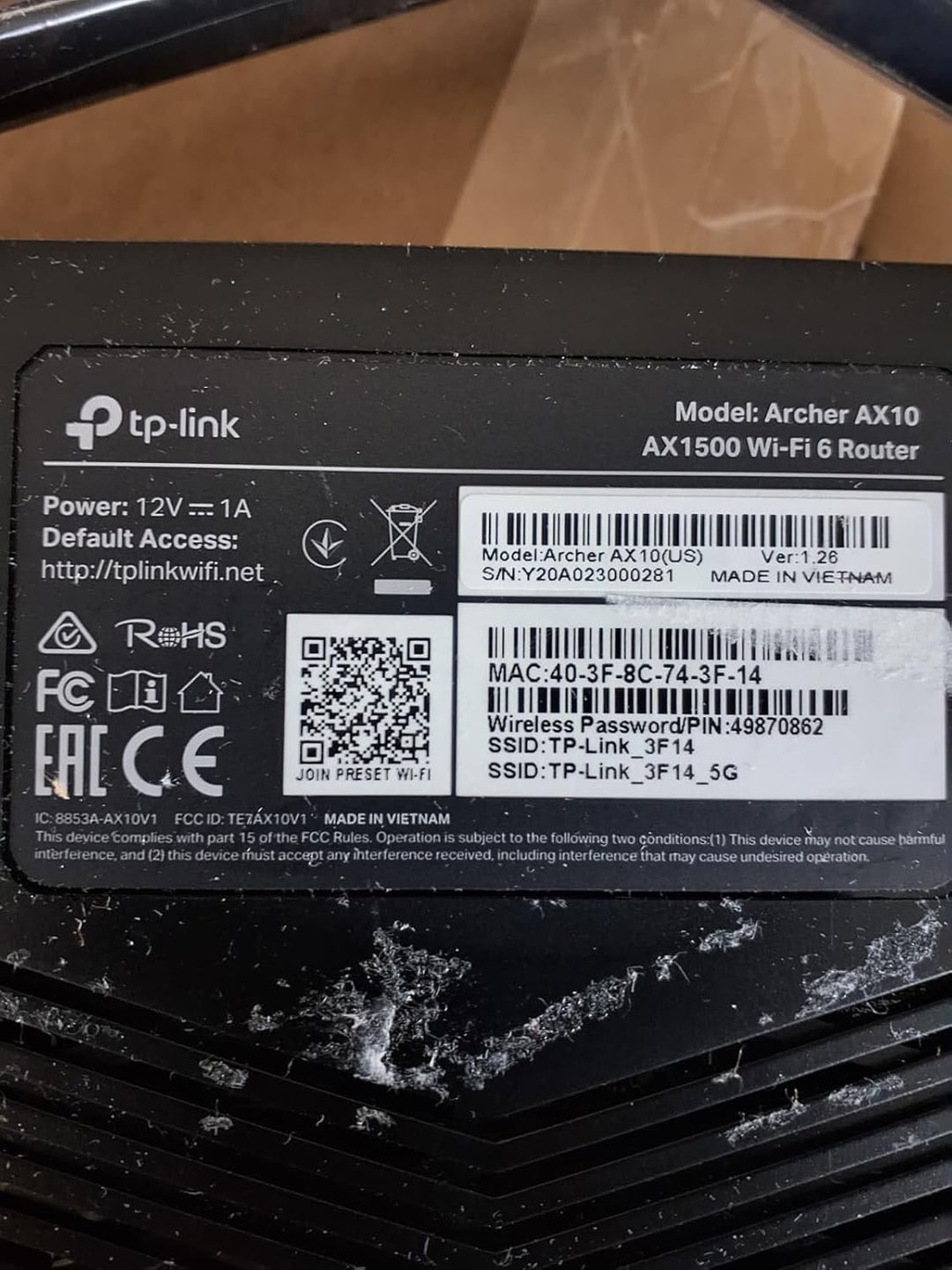 TP-Link Wifi 6 AX1500 Router WiFi inteligente (Archer AX10) 802.11a...
