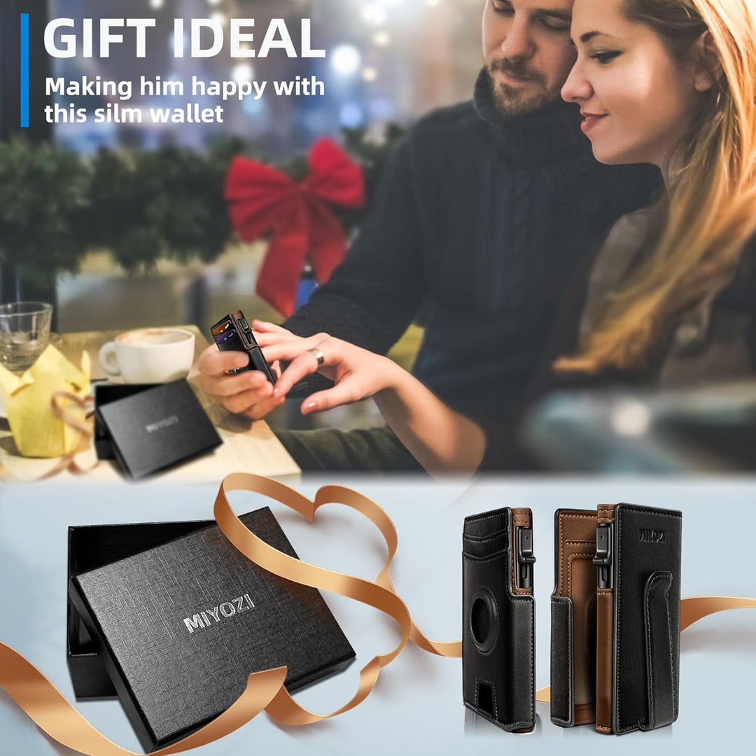 Miyozi - Billetera Airtag para hombre, con clip de dinero, estuche...