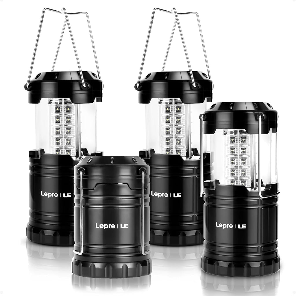 Lámpara Lepro Linternas LED para campamento, paquete de 4, plegables, IPX4