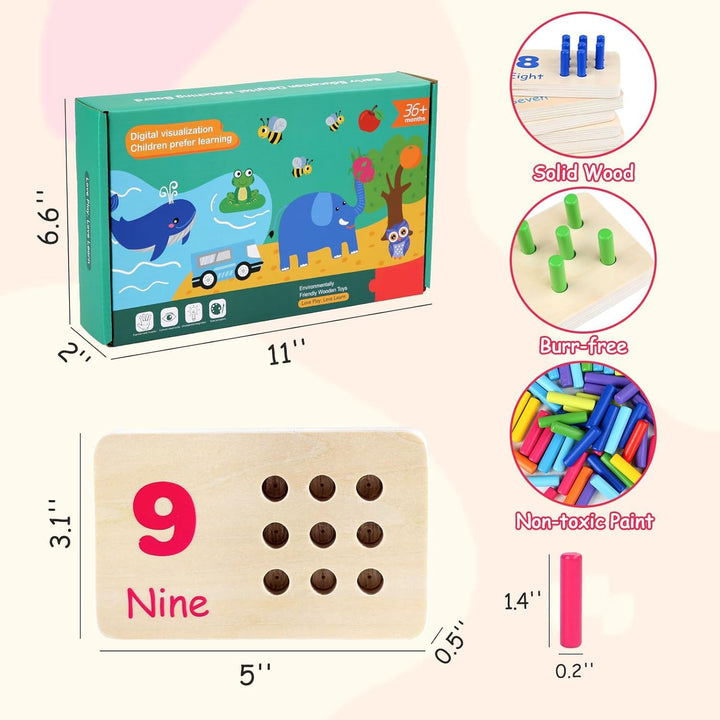 Gserin Tablero de Clavos Numéricos de Madera para Contar para Niños...