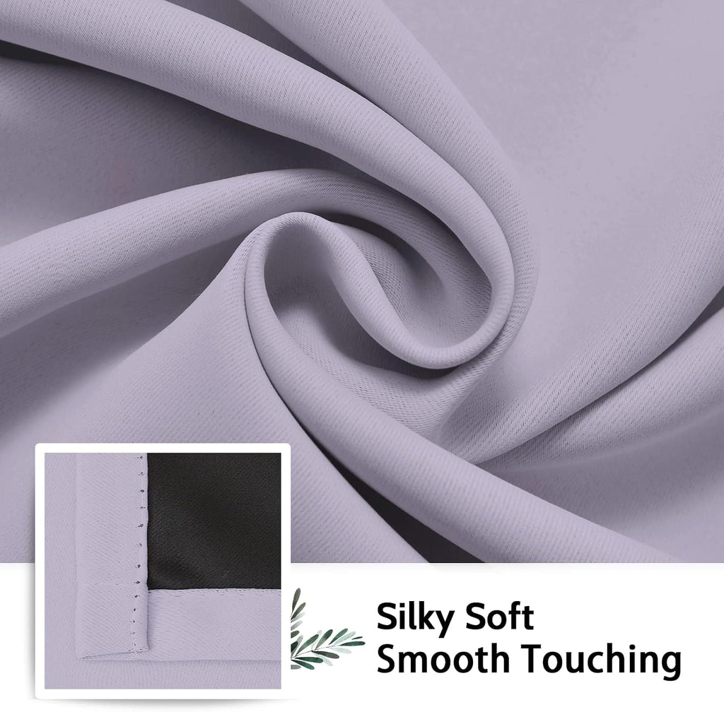 SimpleHome - Cortinas opacas 100 % lilas para oscurecer la sala de estar, 63 pulgadas