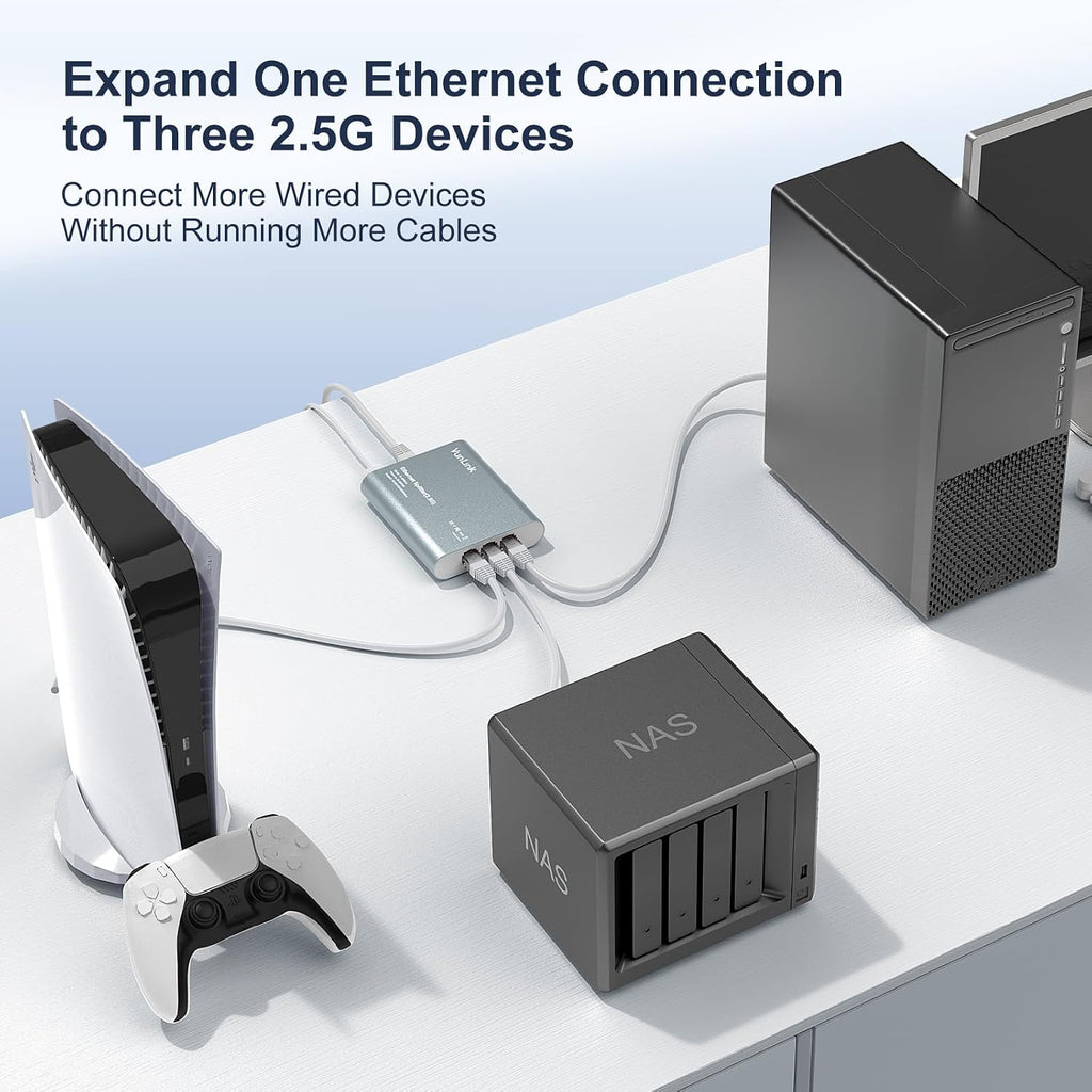 Interruptor divisor Ethernet 2.5G RJ45, expande 1 puerto de red a 3