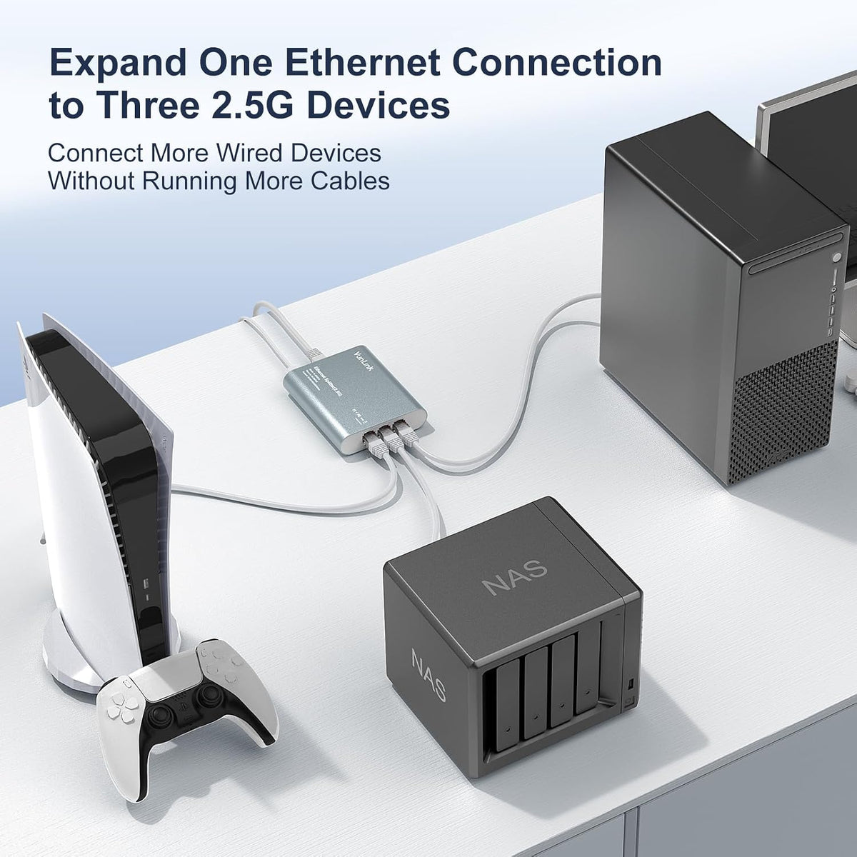 Interruptor divisor Ethernet 2.5G RJ45, expande 1 puerto de red a 3