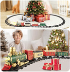 Juego de tren eléctrico para niños de 4 a 8 años, tren de juguete completo con luces y sonidos, juguetes de tren con autos y pistas para Navidad y juego durante todo el año