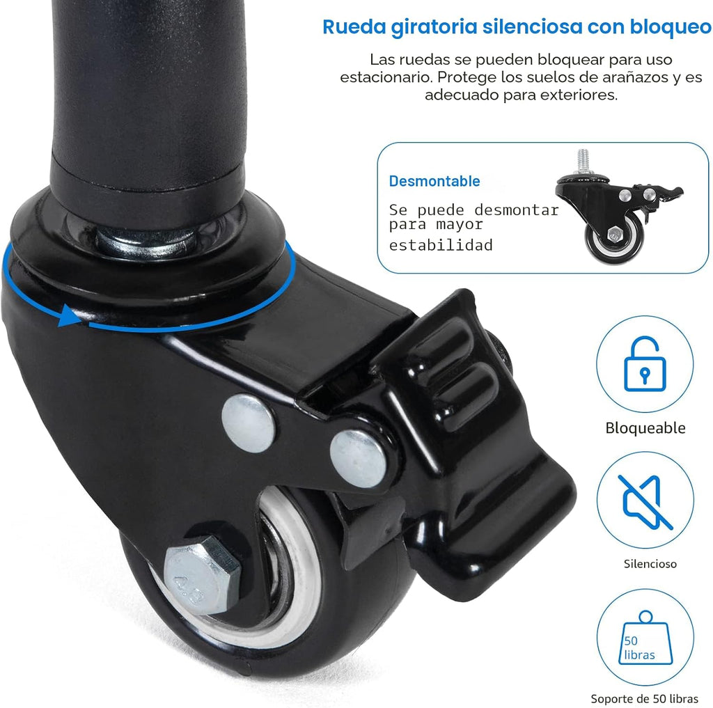 Tossbiss Trípode para portátil con ruedas con 2 estantes