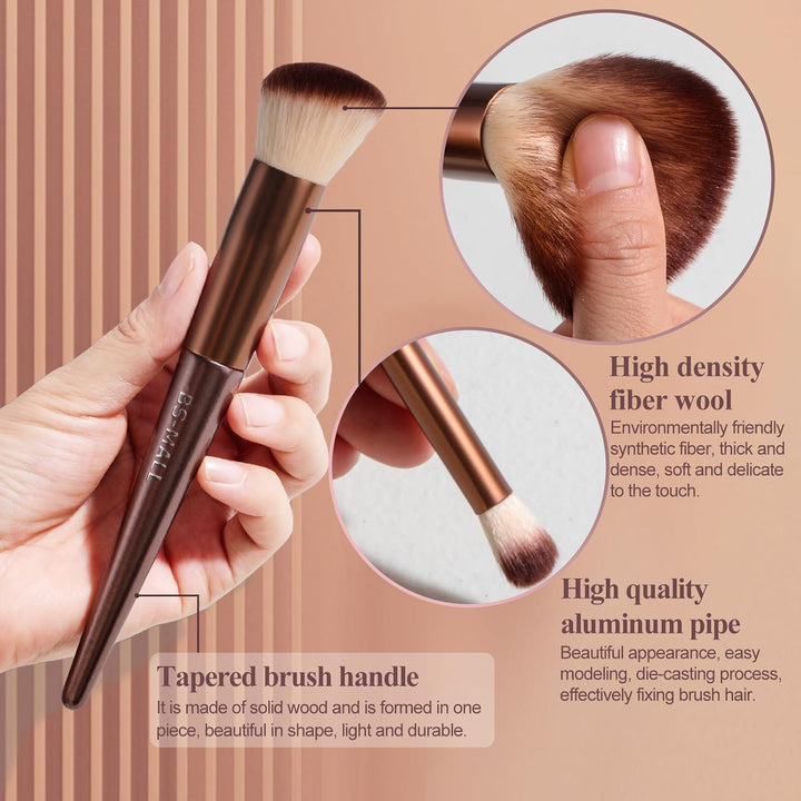 BS-MALL - Juego de 18 brochas de maquillaje con cerdas de fibra sin...