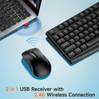 memzuoix Combo de teclado y mouse inalámbricos, Negro