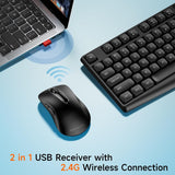 memzuoix Combo de teclado y mouse inalámbricos, juego ergonómico de...