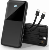 ZUOGGPET Cargador portátil con cables incorporados, banco de energí...
