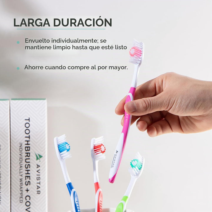 104 paquetes de cepillos de dientes a granel con tapas protectoras,...